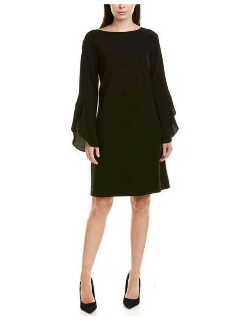 Lafayette 148 New York Black Bell-Sleeve Shift Dress